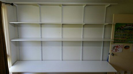 New shelving and desk